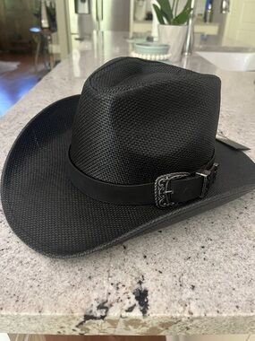 🖤FRYE Black Straw Cowboy Hat🖤